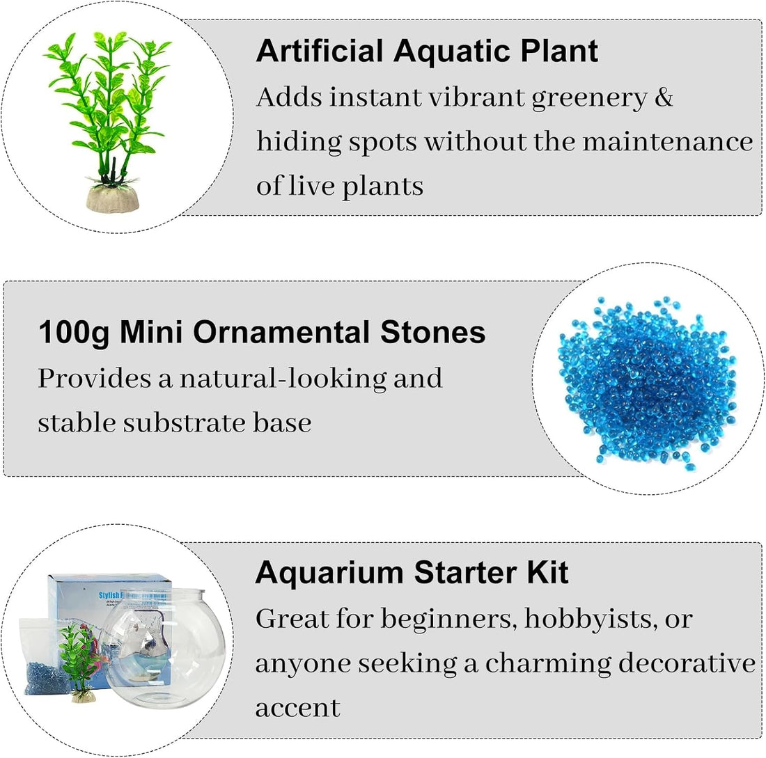 Plastic Goldfish Fish Bowl Drum Clear Aquarium Starter Kits