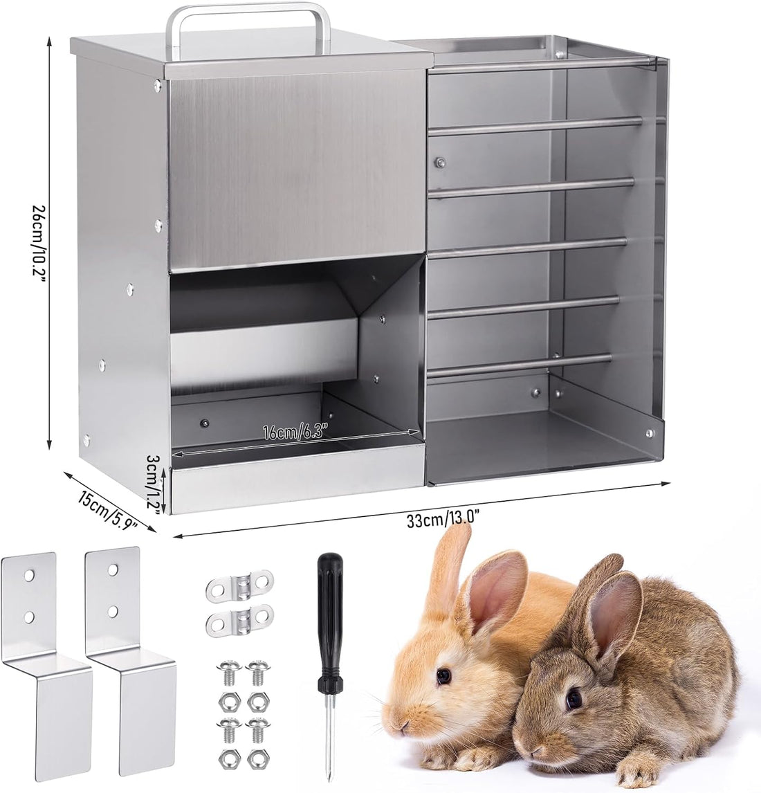 Rabbit Feeder for Cages, 2 in 1 Rabbit Hay Feeder Set
