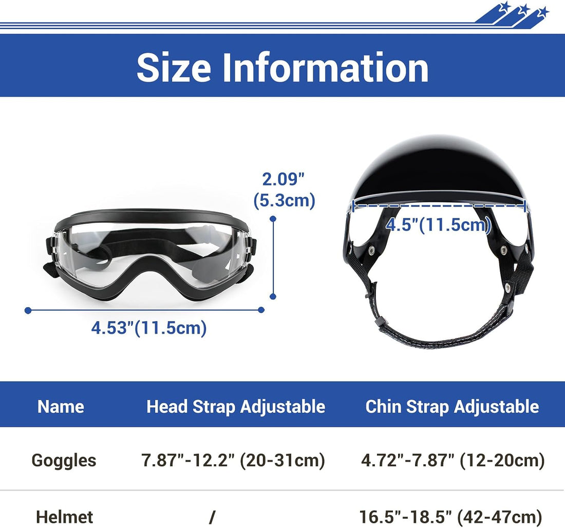 Dog Goggles and Pet Helmet Set