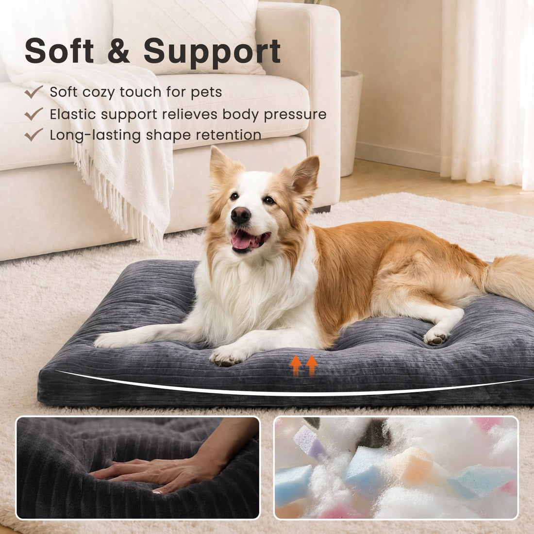 Dog Crate Bed Washable Dog Beds for Large Dogs Deluxe Thick Flannel