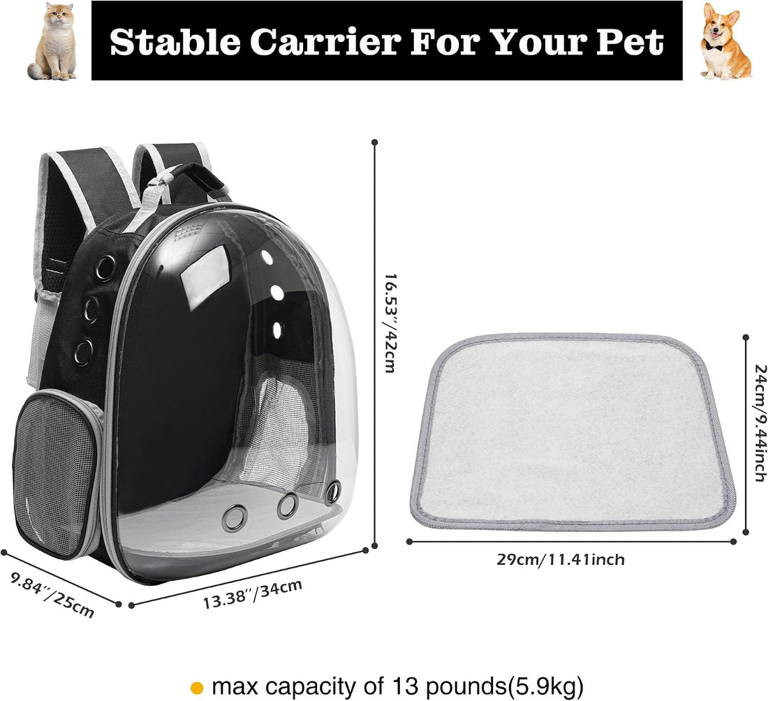 Vivicreate Large Cat Backpack Carrier with Folding Bowl and Teaser