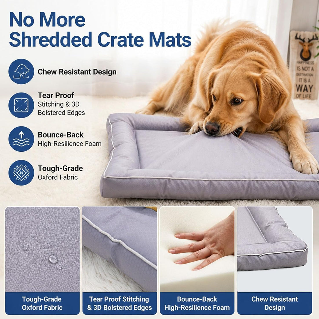 Dog Crate Mat Compatible with Kong
