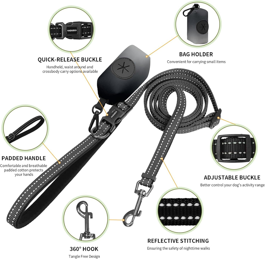 Kazazoo Hands-Free Dog Leash with Poop Bag Holder