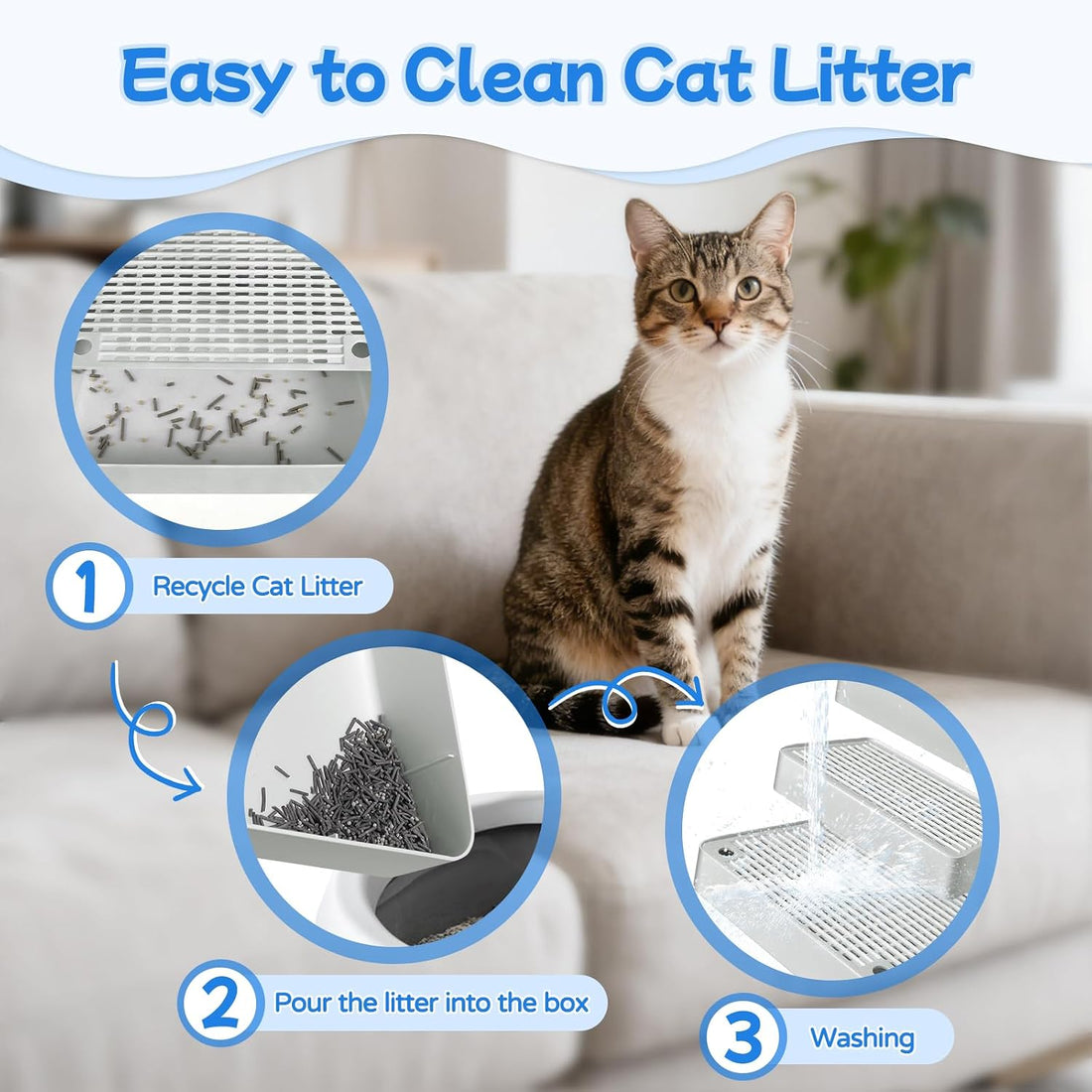 Extra Large 3 Steps Litter Box Ramp