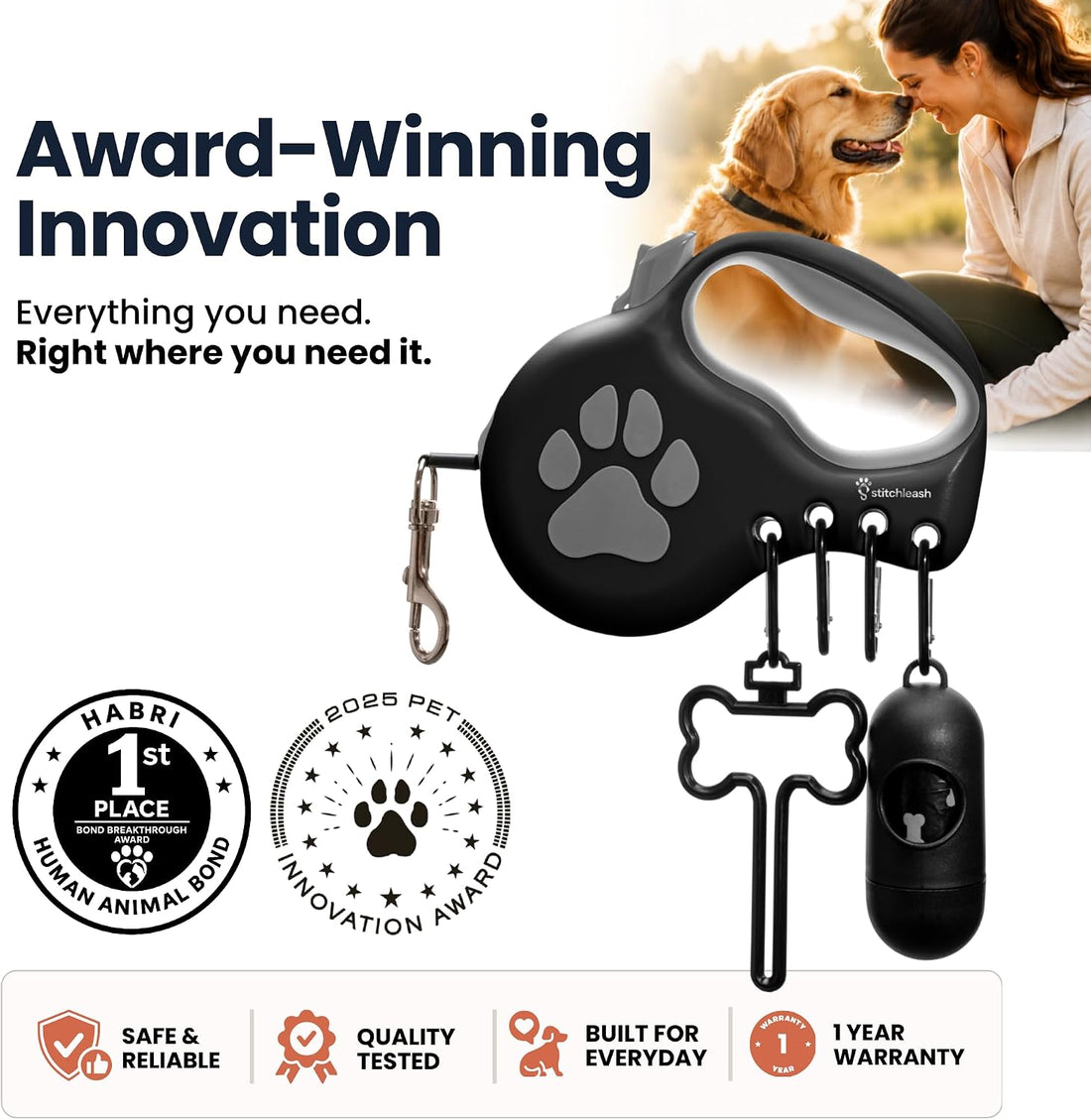 Award-Winning Modular Retractable Dog Leash for Small Dogs