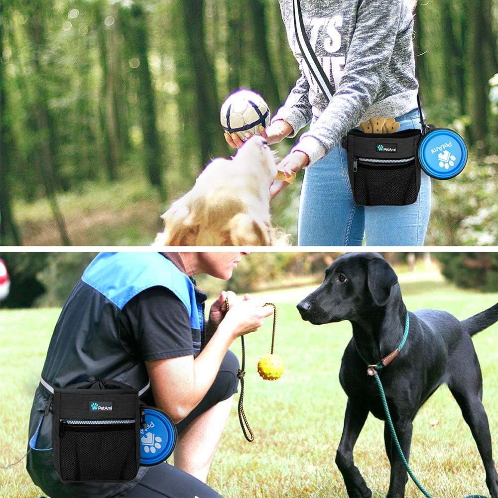 PetAmi Hands Free Dog Treat Pouch for Training and Walking, Charcoal