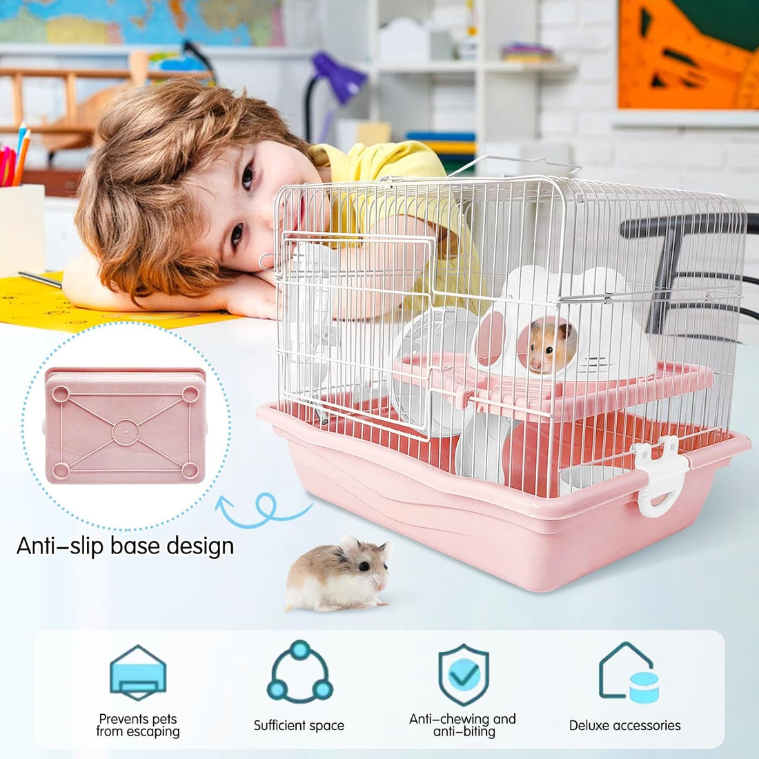 PINVNBY Dwarf Hamster Cage, Small Animal Cages