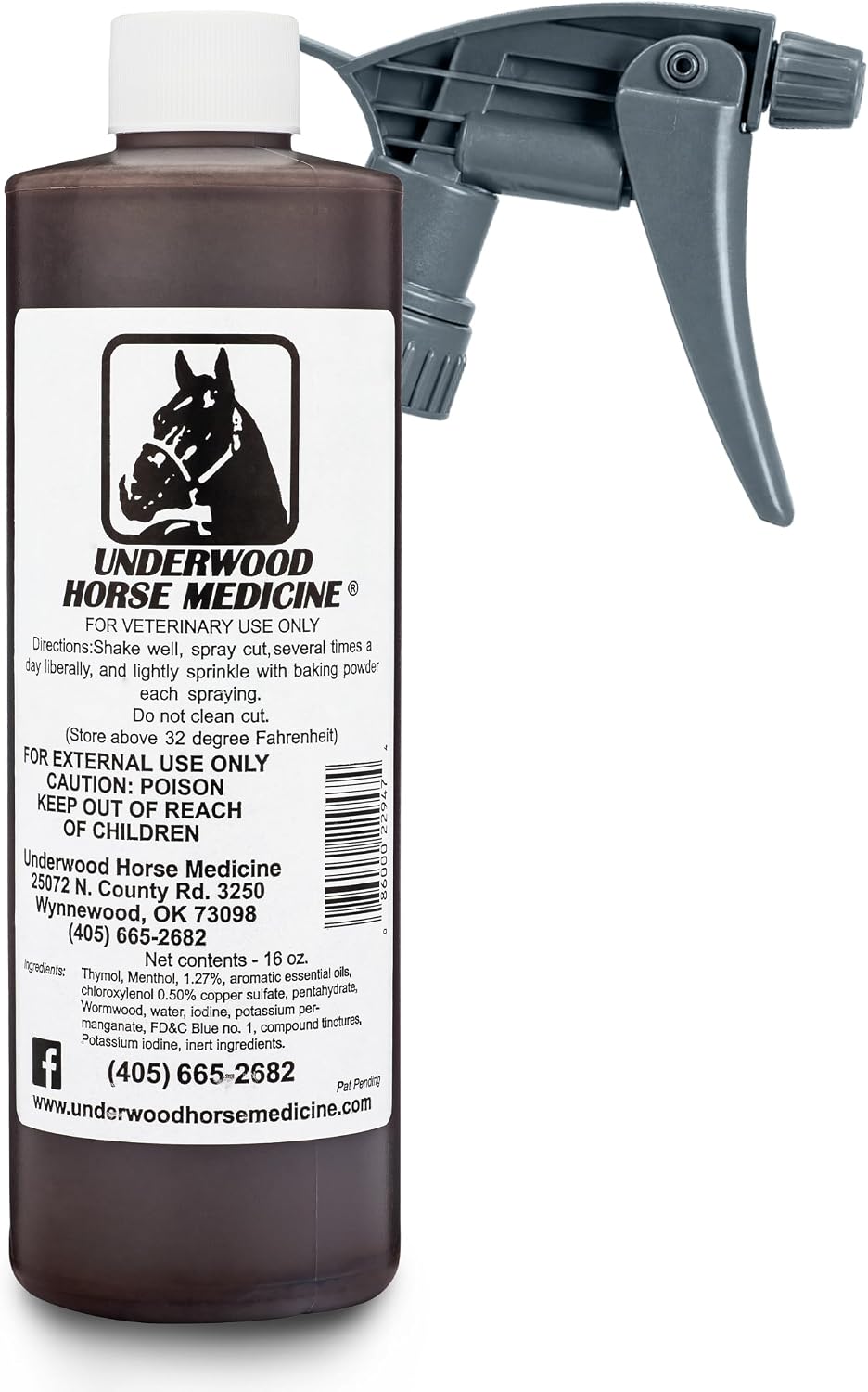 Horse Wound Spray Refill Bottle with Trigger, 16 oz
