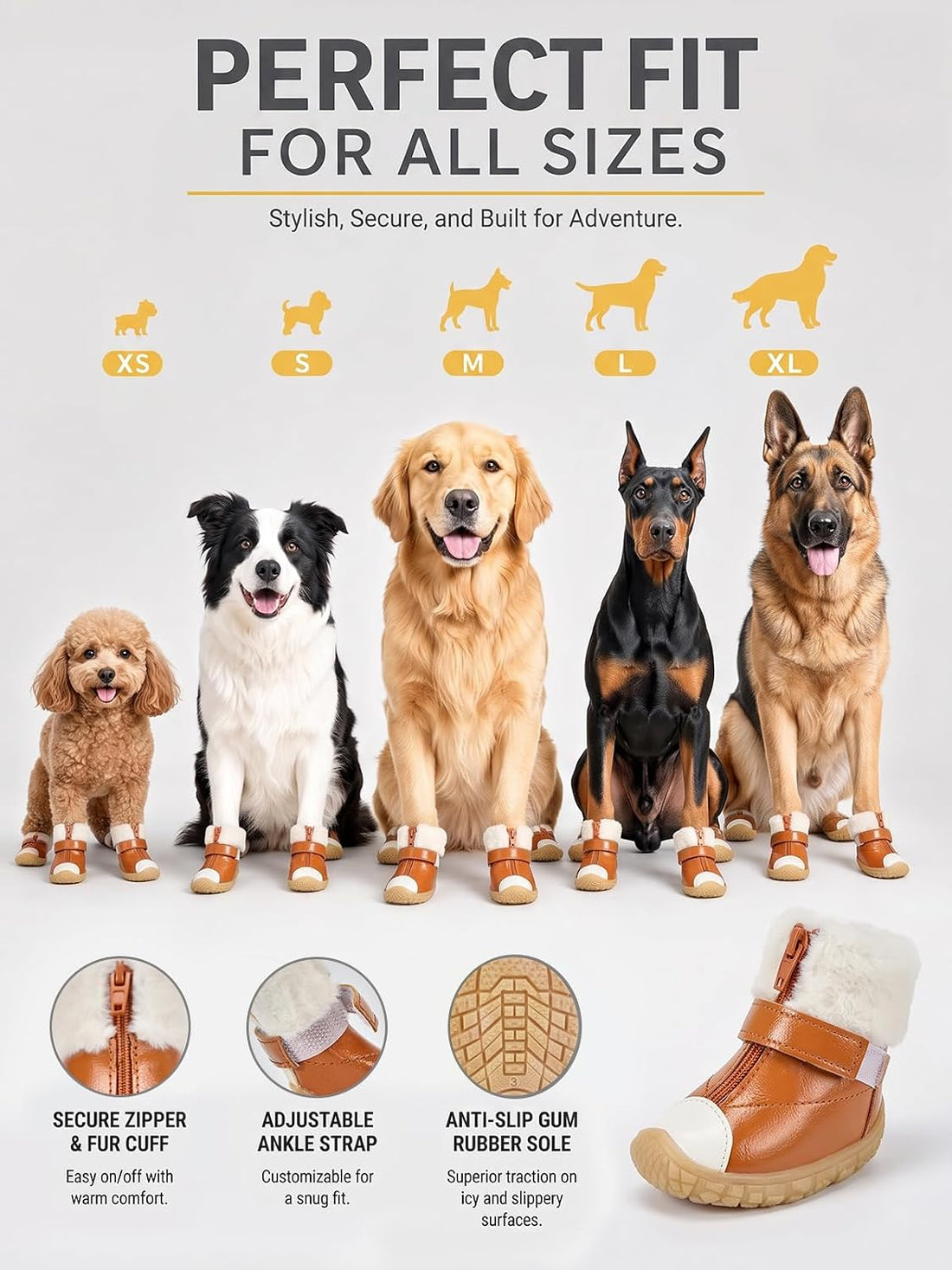 Haloumoning Dog Shoes Waterproof Non-Slip Booties for Small Medium