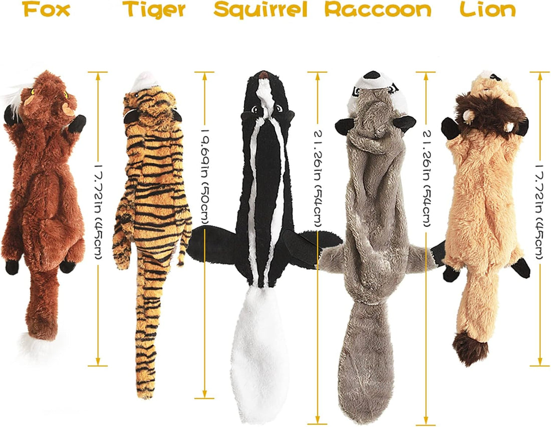 Dog Squeak Toys, No Stuffing Plush Dogs Chew Toy Bundle for Small