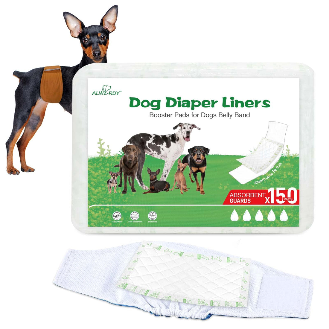 Dog Diaper Liners 150ct Super Absorption Dog Diaper Booster Pads