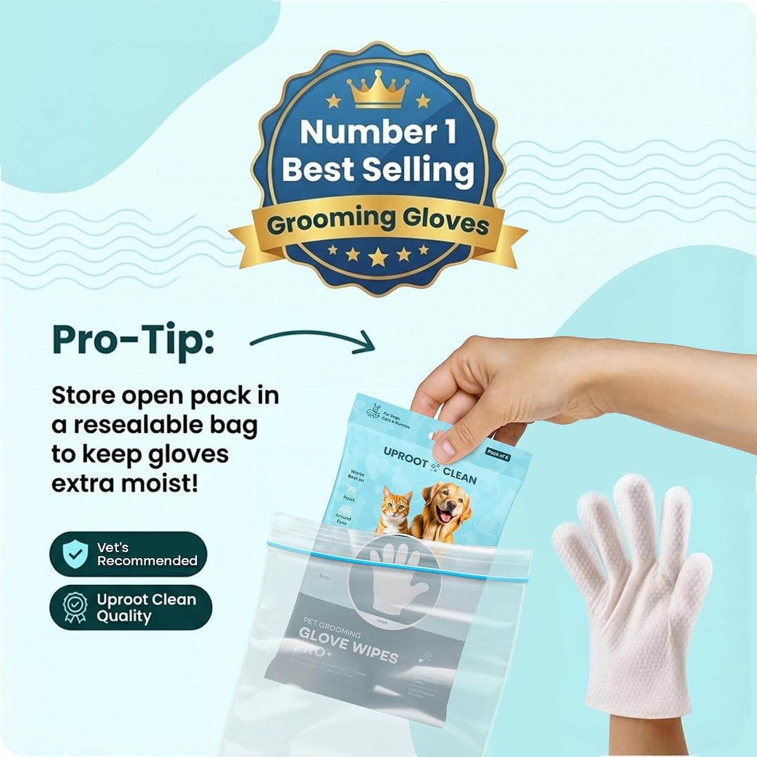 Uproot Clean Pet Grooming Gloves: Deodorizing & Grooming