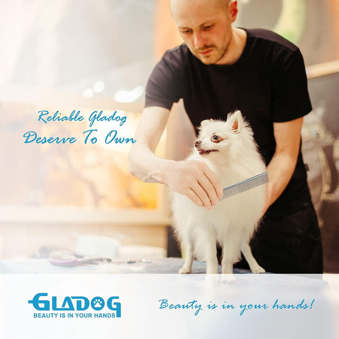 GLADOG Professional 5 in 1 Dog Grooming Scissors Set with Safety