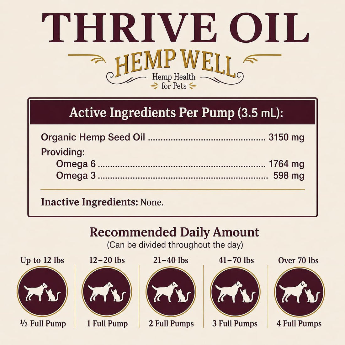 Hemp Well Thrive Oil for Dogs and Cats – Supports Hip, Joint