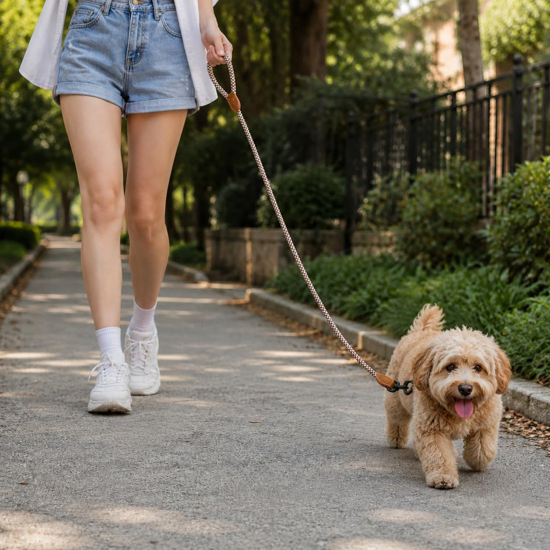 Mile High Life Rope Leash with Genuine Leather Connection