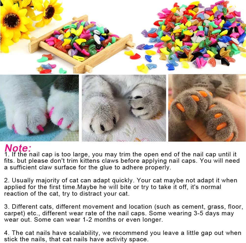 100pcs Cat Nail Caps, Cat Claw Caps with Adhesive Glue and Applicators