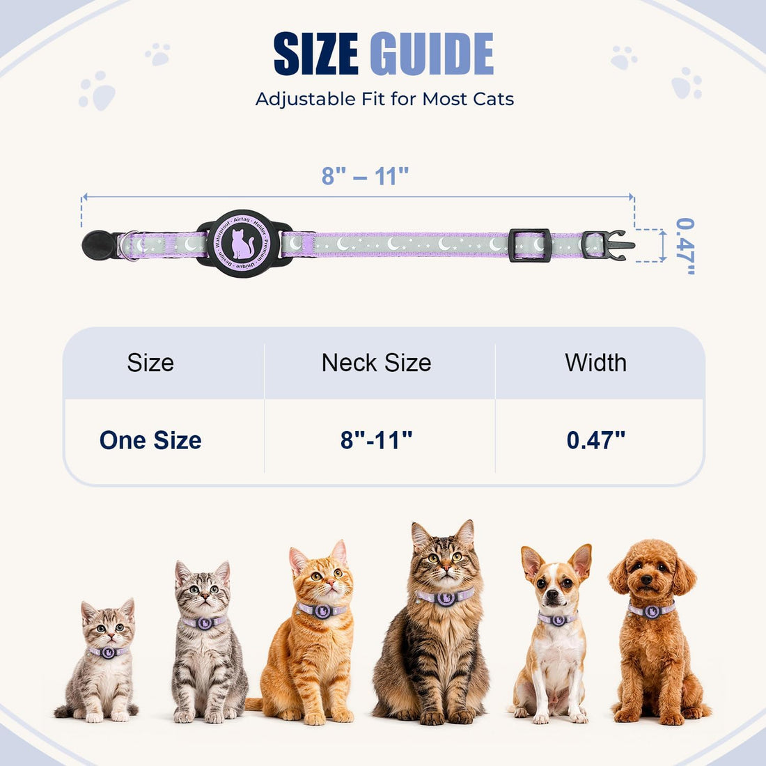 AirTag Cat Collar with Waterproof Holder for Cats and Kittens