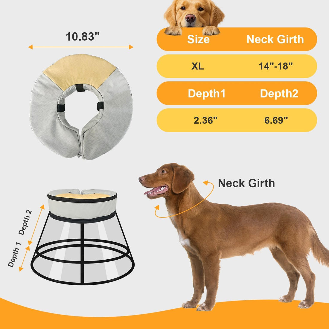 Sponge Core Dog Cone Collar to Stop Licking for Surgery Recovery