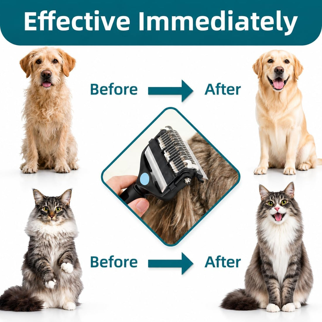 3-IN-1 Pet Grooming Tool - Undercoat Rake
