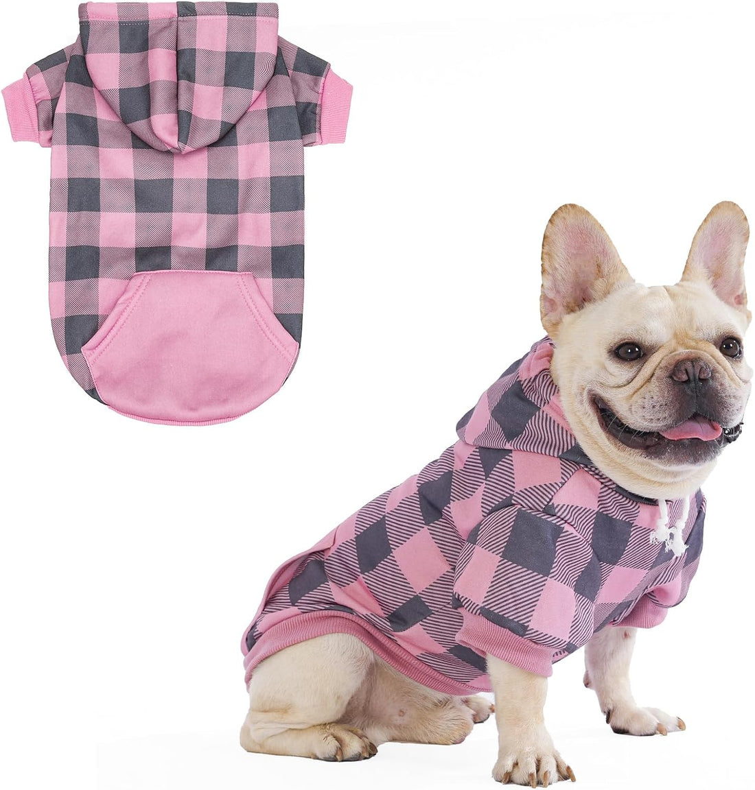 KOOLTAIL Plaid Dog Hoodie Pet Clothes Sweater with Hat and Pocket