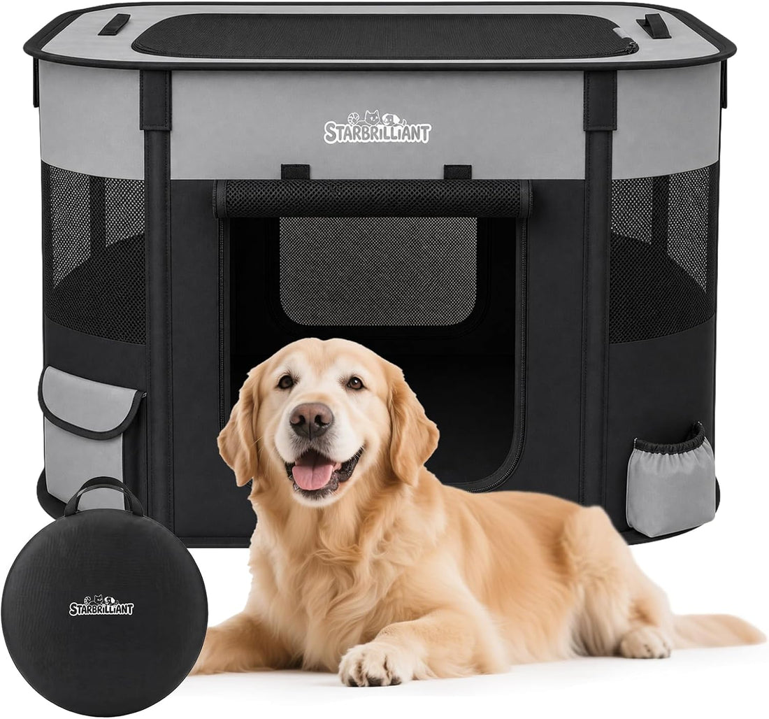 Portable Dog Cat Playpen, Foldable Dog Crate Kennel Tent for Puppy