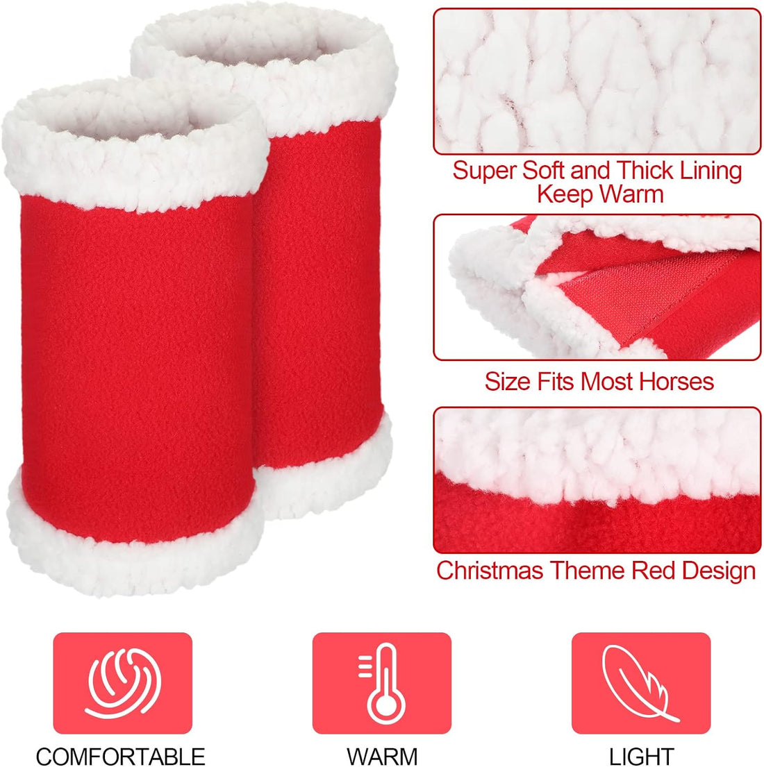Mixweer 4 Pcs Christmas Horse Leg Wraps