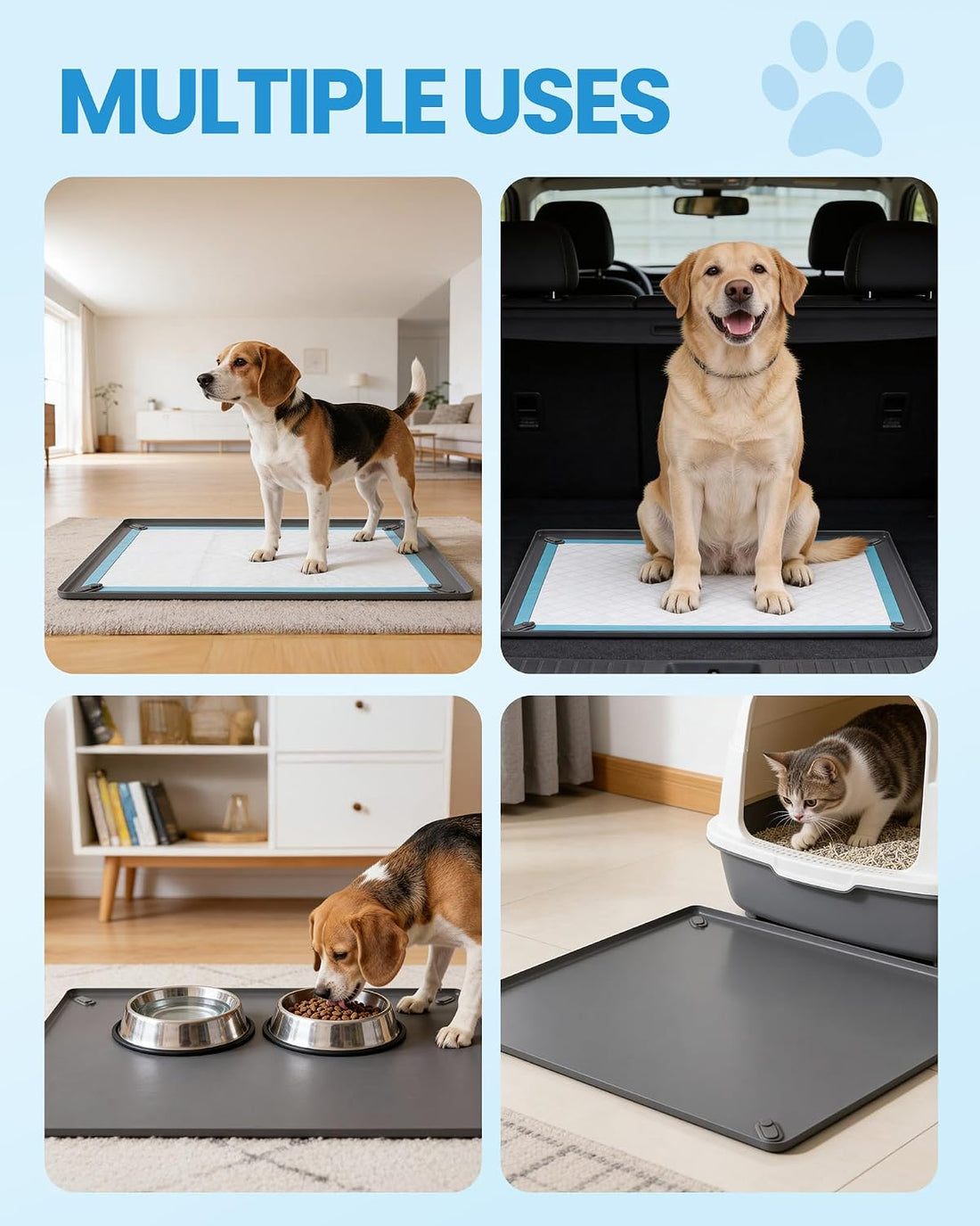 Pee Pad Holder for Dogs - 24" x 24" Non-Slip Silicone Puppy Potty