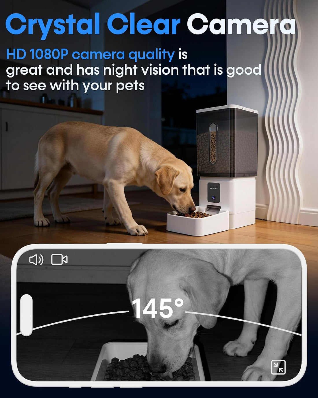 12L Large Dog Automatic Feeder with HD 1080P Camera