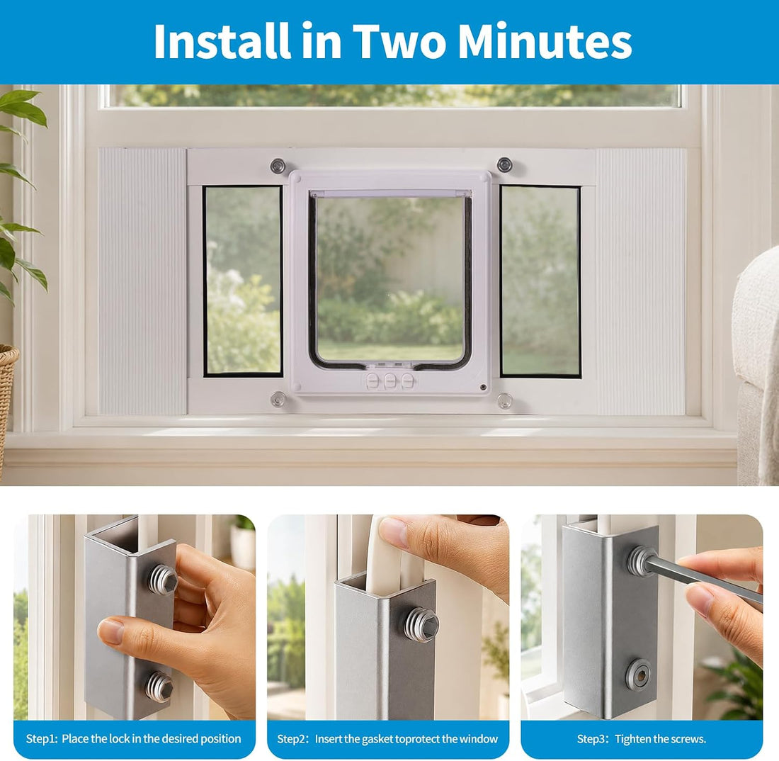 Sliding Cat Door for Window, Fits 31"-36" Width Window Adjustable Cat