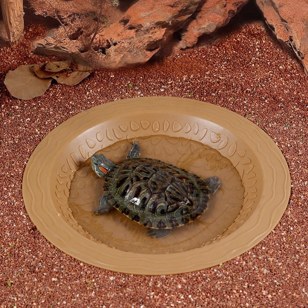 Turtle Bathing Pool Small, Resin Water Dish Feeding Bowl with Gentle