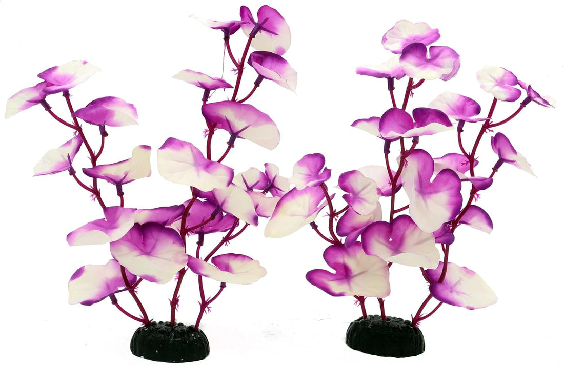 Silk Aquarium Plants for Betta Fish Tank, Purple-White