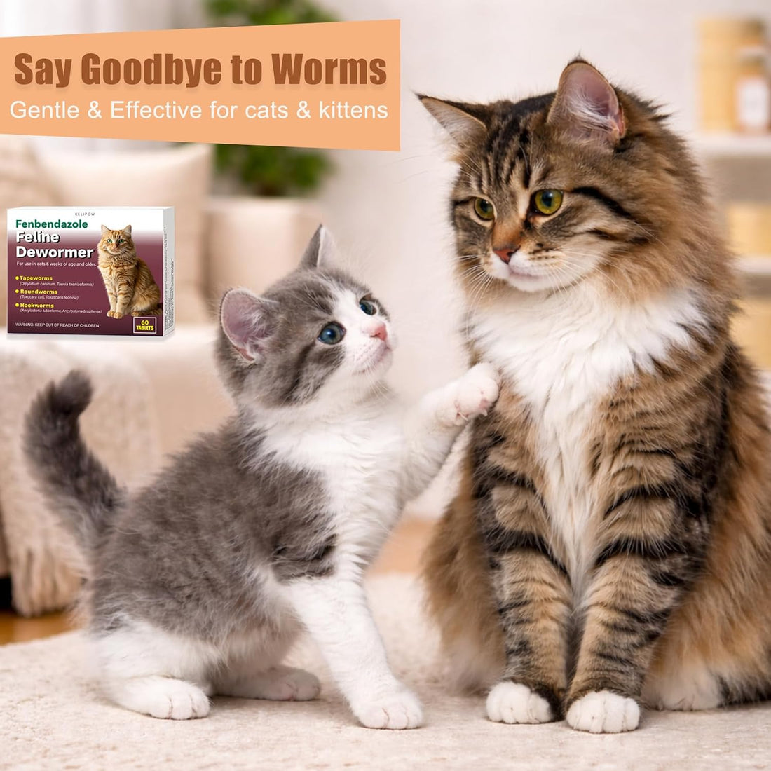 Dewormer for Cats & Kittens, Fenbendazole for Tapeworms