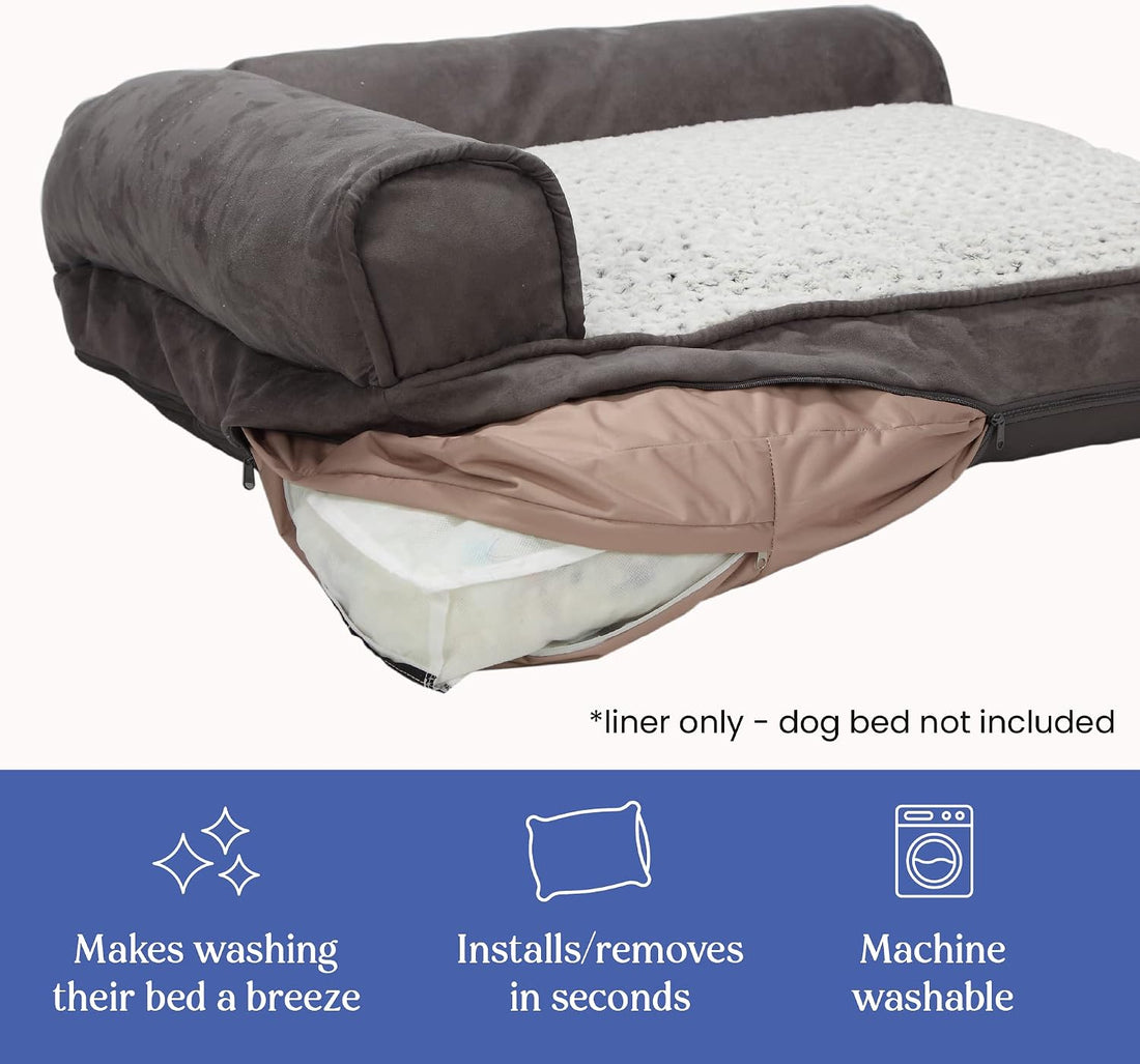 4Knines Dog Bed Cover - Waterproof Heavy‑Duty Zippered Liner, Large