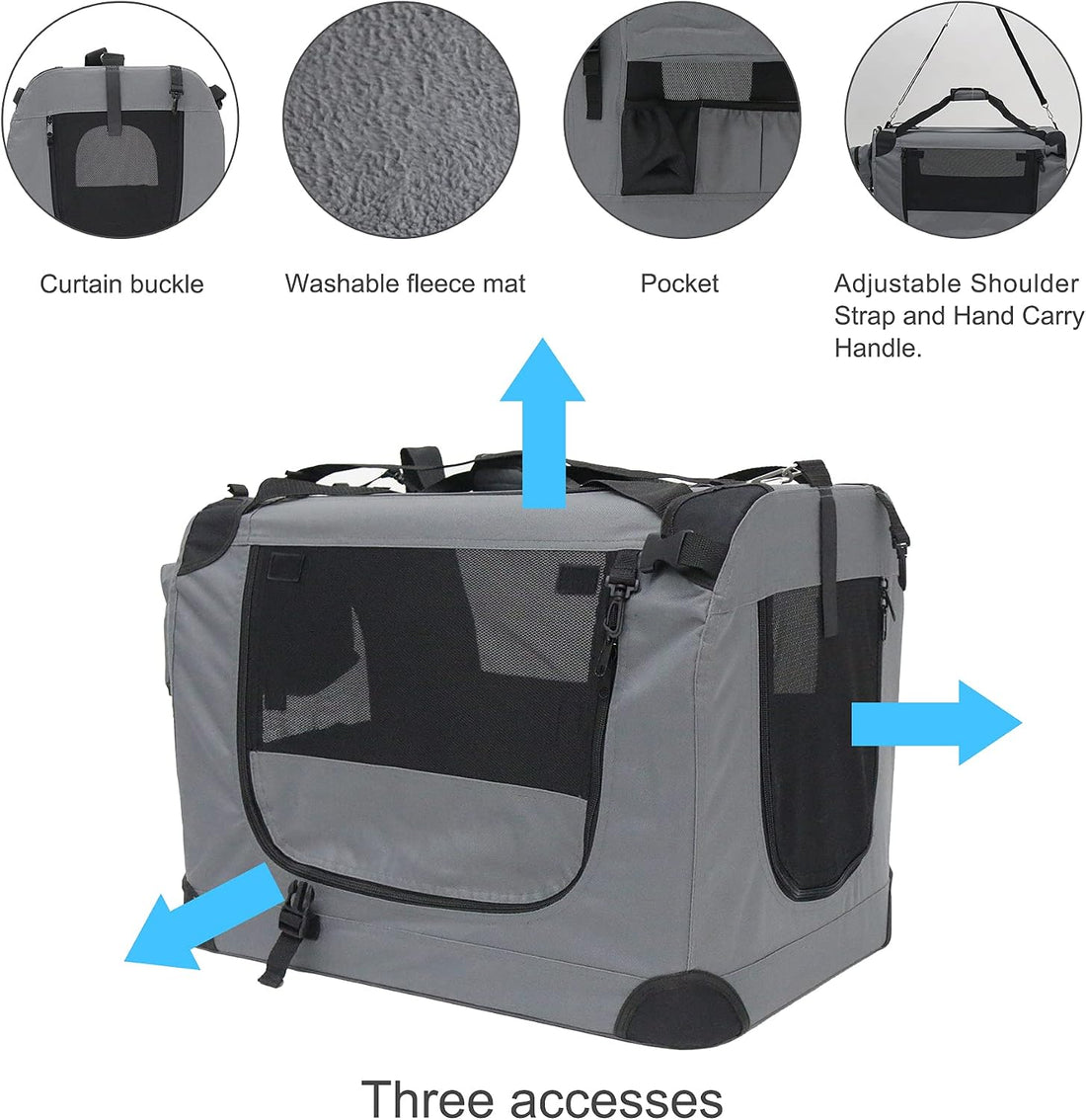 Prutapet Large Cat Carrier 24"x16.5"x16.5" Portable Dog Crate