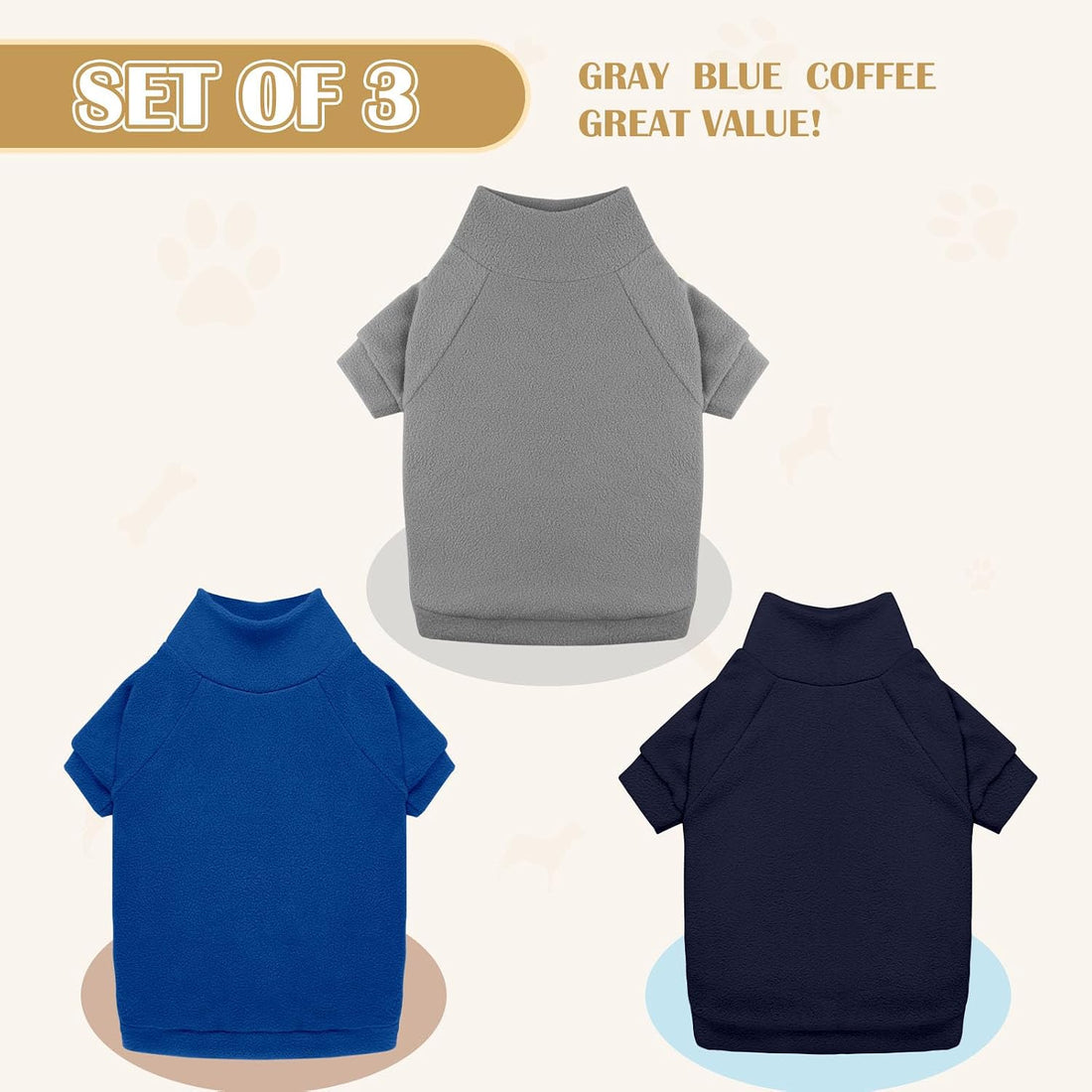 3 Pack Dog Sweaters for Large Dogs