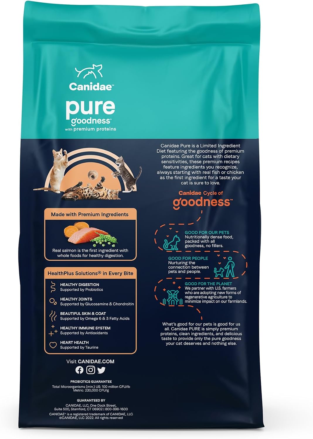 CANIDAE Pure Goodness Dry Cat Food, Real Salmon, 10 lb