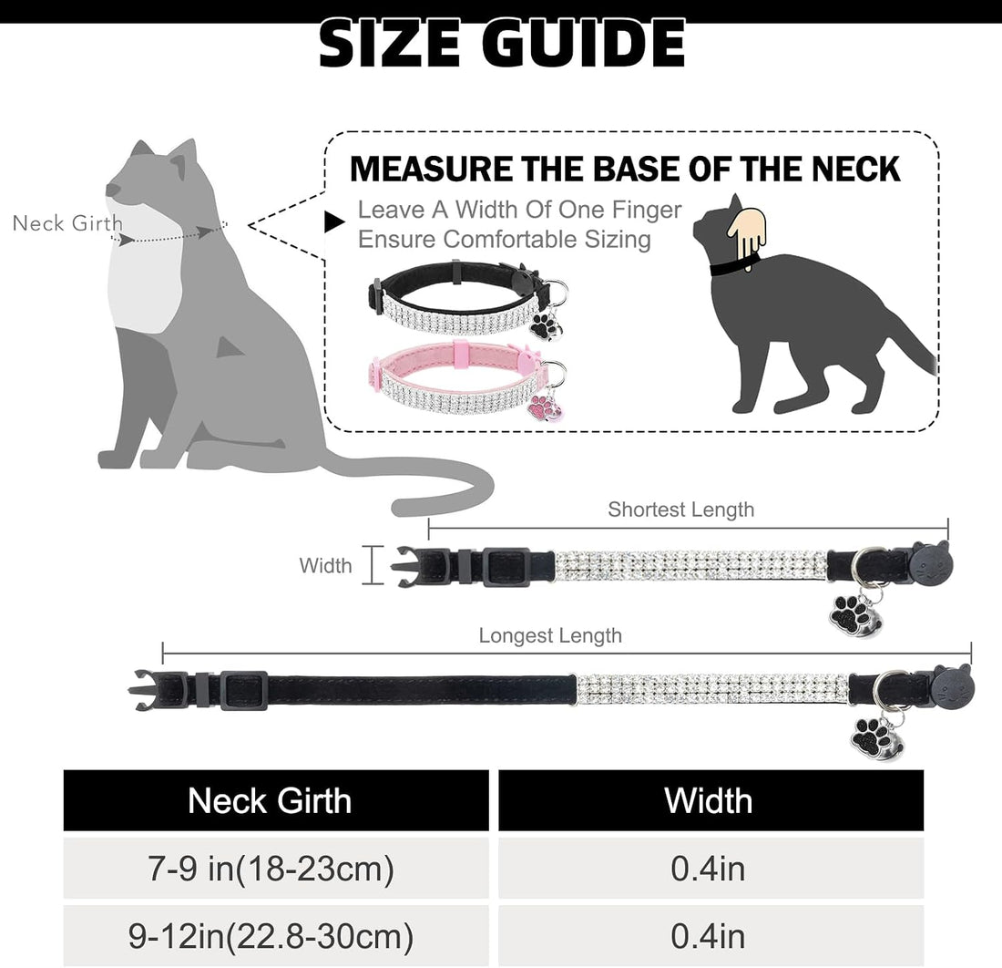 EXPAWLORER Soft Velvet Safe Cat Collars for Girl Cats -2 Pack