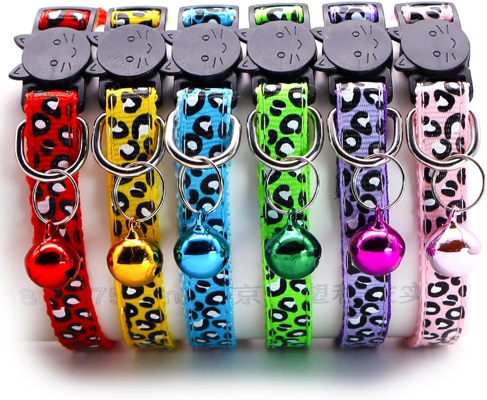 Reflective 2 Pack Breakaway Cat Collars with Bell Leopard Pattern