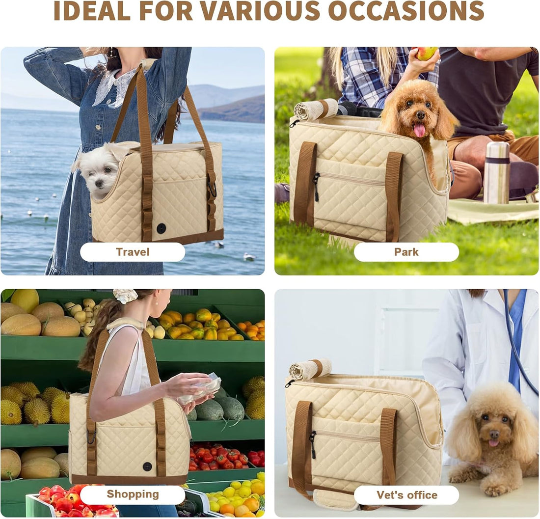 Dog Purse Carrier for Small Dogs, Soft Sided Pet Carrier with Pockets