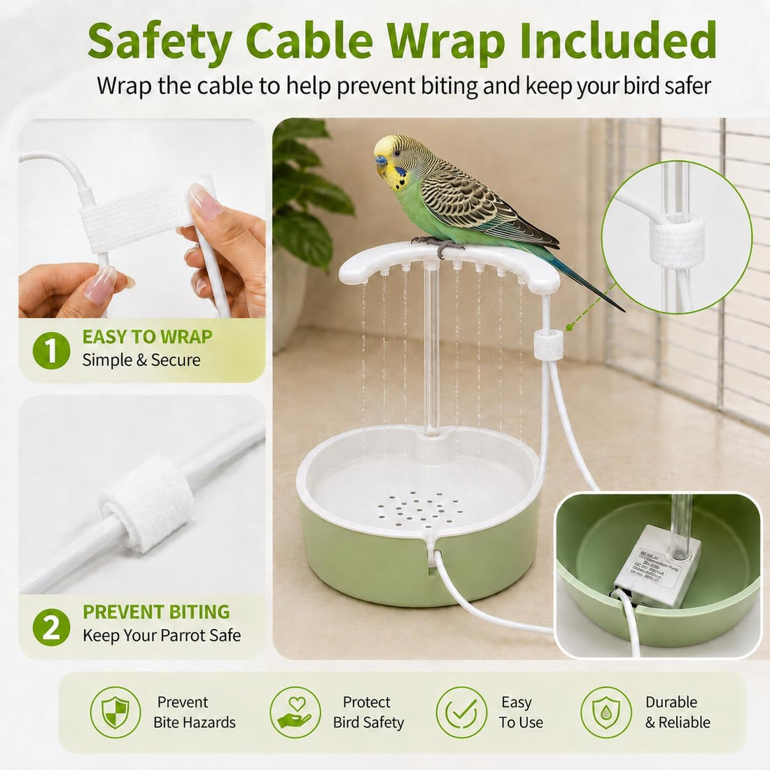 Automatic Bird Bath for Indoor Cages, Parakeets & Cockatiels