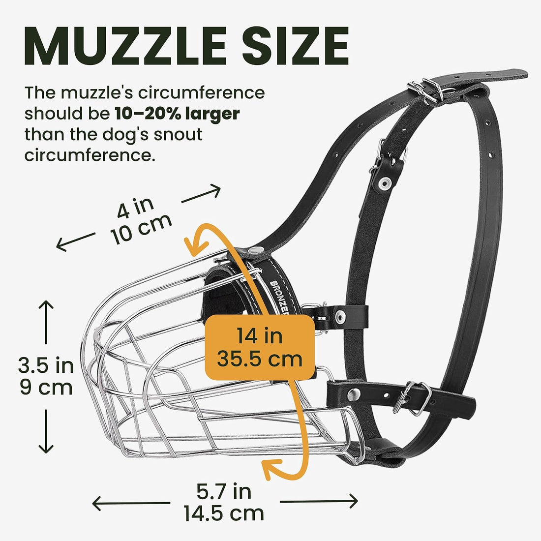 BRONZEDOG Pitbull Wire Basket Muzzle for Amstaff, Large Dogs (Steel)