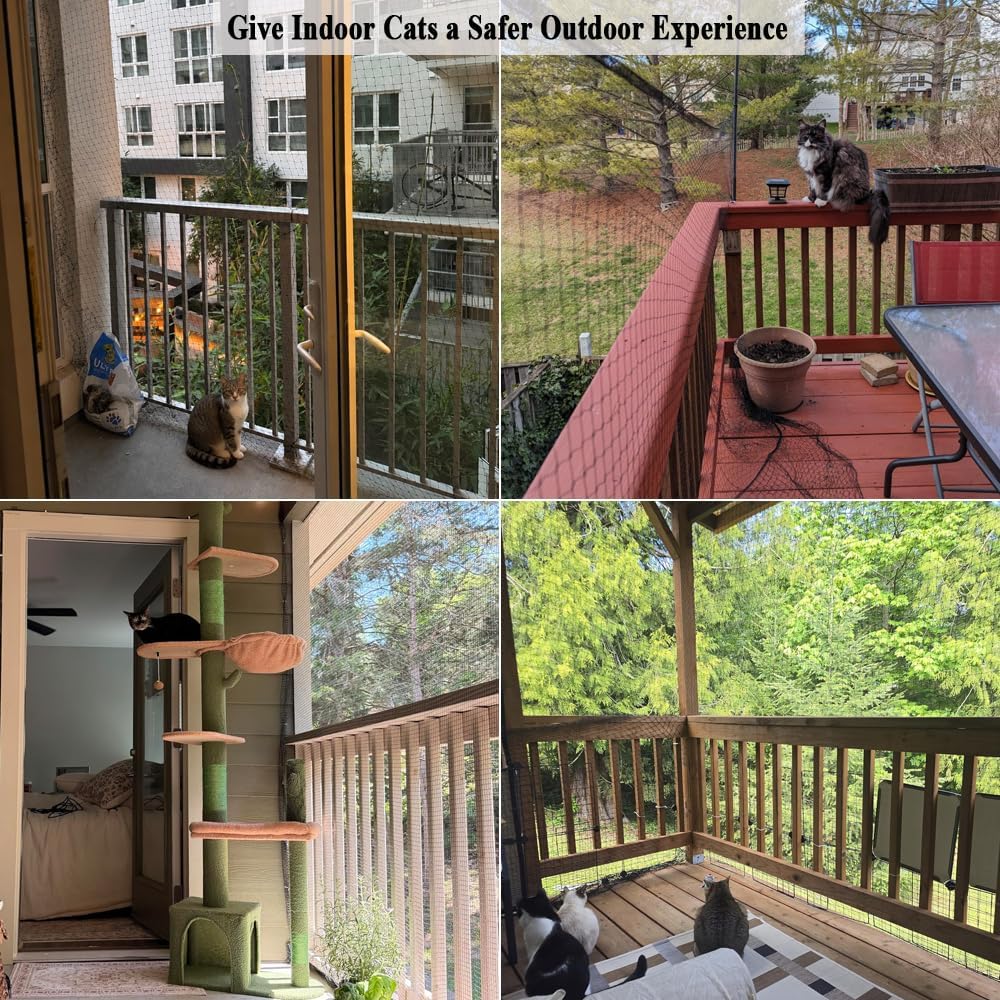 Cat Balcony Netting 10x20ft, 1/2” Mesh Anti-Fall Pet Safety Barrier