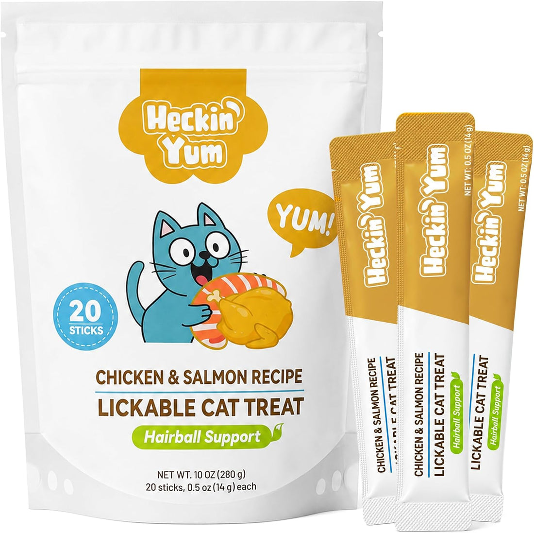 Lickable Cat Grass Treats for Gentle Hairball Support 20 Tubes