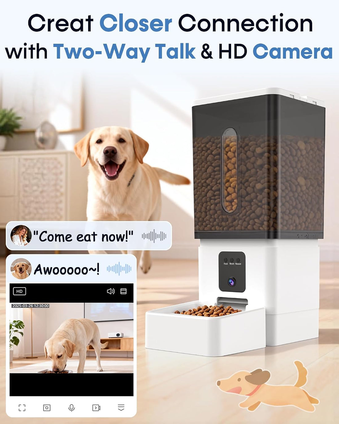 12L Large Dog Automatic Feeder with HD 1080P Camera