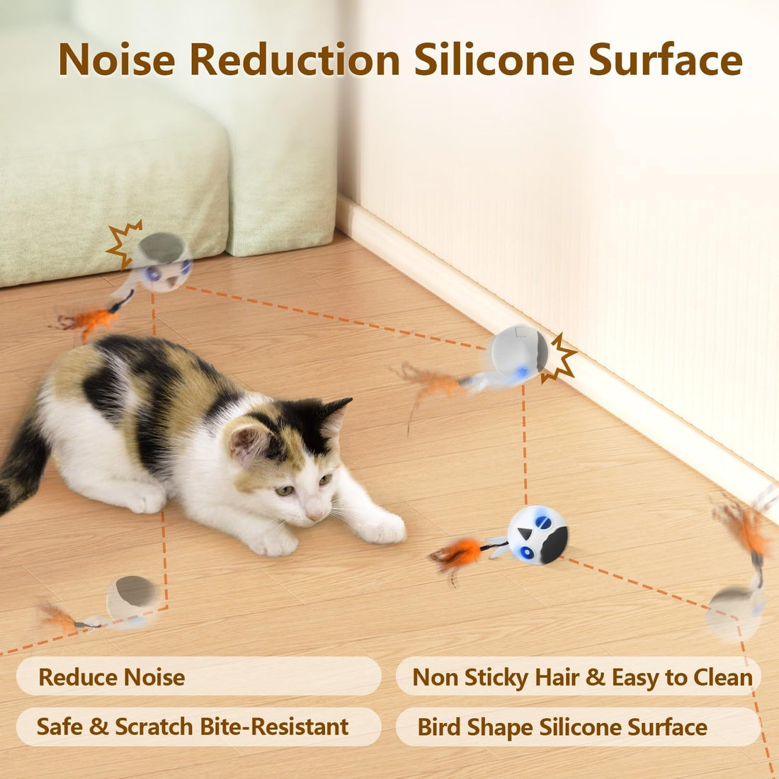 Cat Toys Ball, Smart Motion Sensor Moving Ball with 4 Sounds& 3 Speed