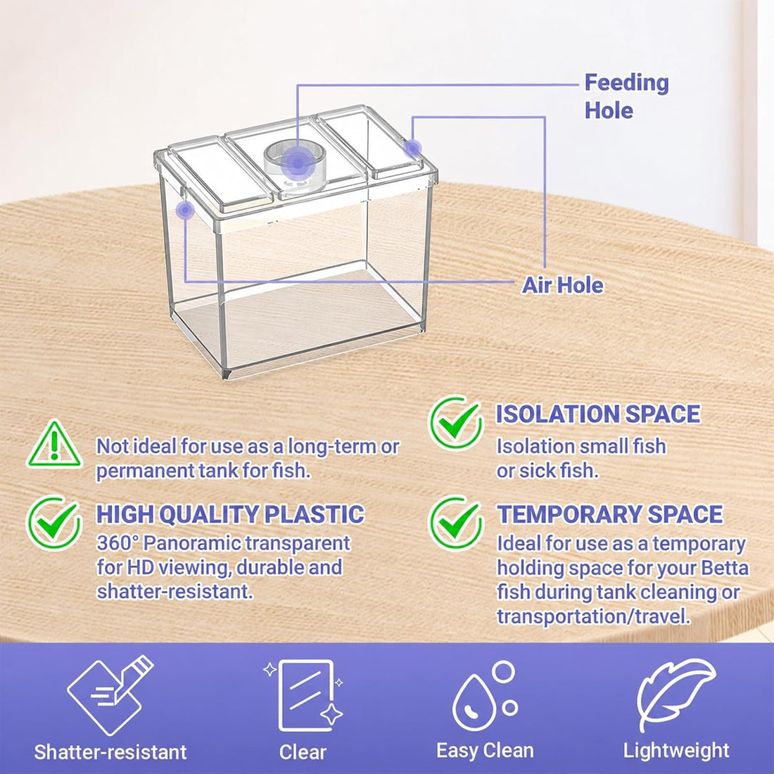 MoonOrange Mini Betta Fish Tank Kit with LED Light Base