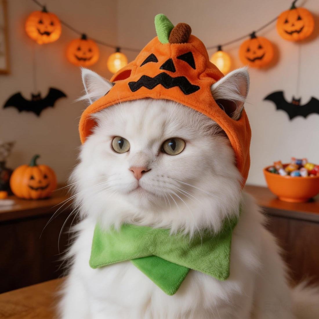 Orgrimmar Halloween Pumpkin Kitty Cat Hat Cosplay Cap Collar Costume