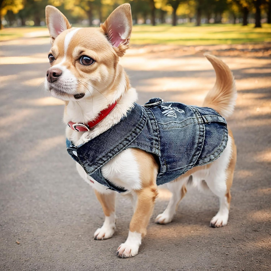 JcDuDoi Dog Jeans Jacket Mommy's Boy Denim Pet Coat for Puppy Small