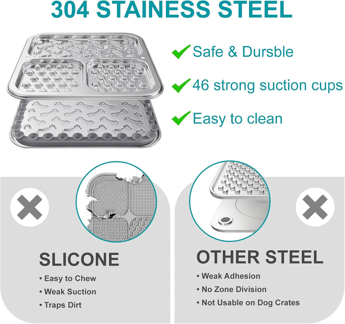Kactoily 2-Pack 304 Stainless Steel Lick Mat for Dogs and Cats