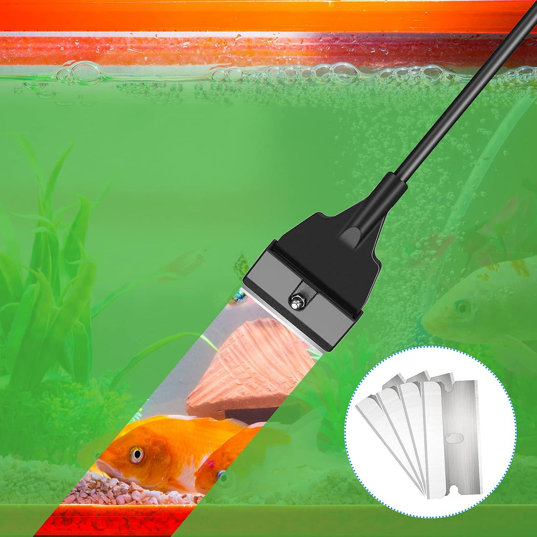 Honoson Aquarium Glass Scraper 21.65" Fish Tank Cleaner Tool Kit 5